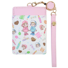 Japan Peko Chan Pass Case Card Holder & Reel - Milky Candy Pink Blue