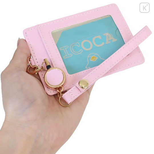 Japan Peko Chan Pass Case Card Holder & Reel - Milky Candy Pink Blue - 2