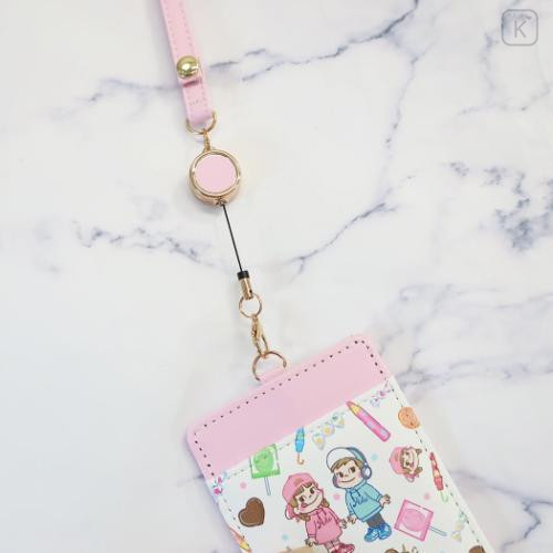 Japan Peko Chan Pass Case Card Holder & Reel - Milky Candy Pink Blue - 4