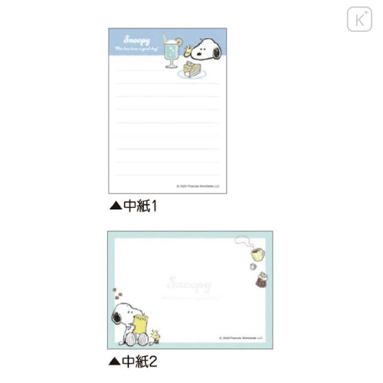 Japan Peanuts Mini Notepad - Snoopy : Cafe Soda Blue - 2