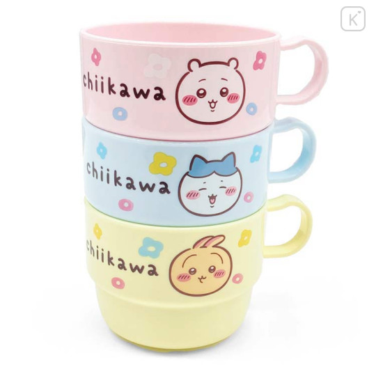 Japan Chiikawa Stacking Plastic Cup Set - Chiikawa & Hachiware & Usagi : Happy Flower - 1