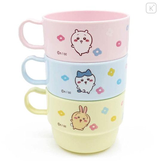 Japan Chiikawa Stacking Plastic Cup Set - Chiikawa & Hachiware & Usagi : Happy Flower - 2