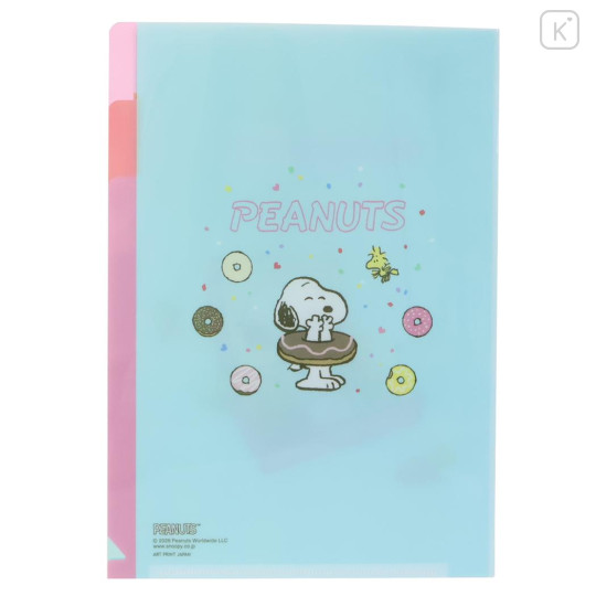 Japan Peanuts 3 Pockets A5 Index File - Snoopy & Woodstock : Donut - 2