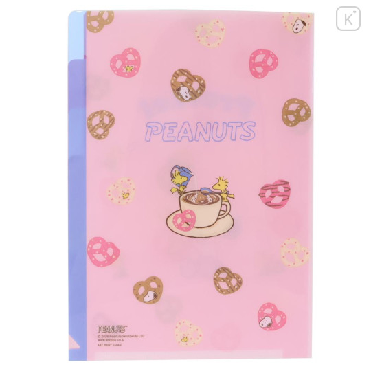 Japan Peanuts 3 Pockets A5 Index File - Snoopy & Woodstock : Pretzel - 2