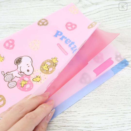 Japan Peanuts 3 Pockets A5 Index File - Snoopy & Woodstock : Pretzel - 3