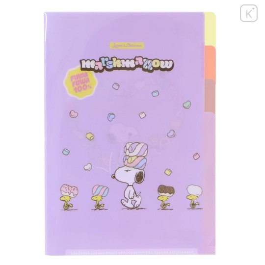 Japan Peanuts 3 Pockets A5 Index File - Snoopy & Woodstock : Marshmallow - 1