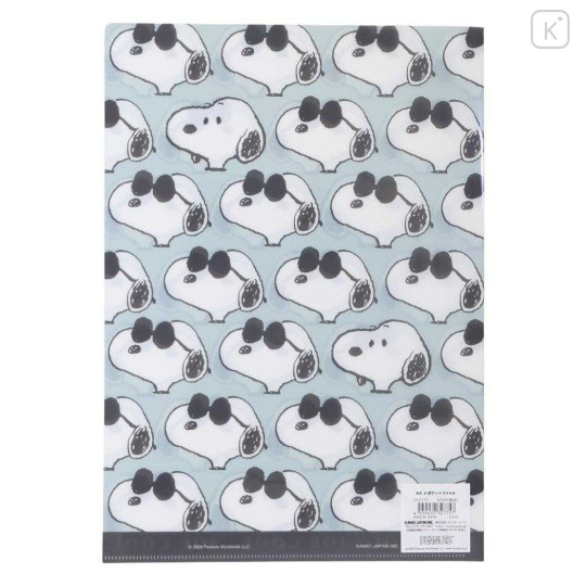 Japan Peanuts 2 Pockets A4 Clear File - Snoopy : Joe Cool All Over Pattern - 2
