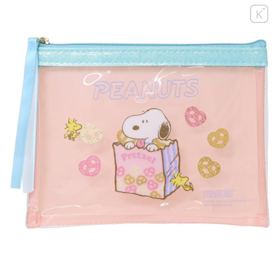 Japan Peanuts A6 Flat Pouch - Snoopy & Woodstock : Pretzel - 1