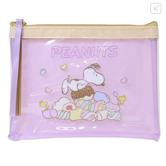 Japan Peanuts A6 Flat Pouch - Snoopy & Woodstock : Marshmallow - 1