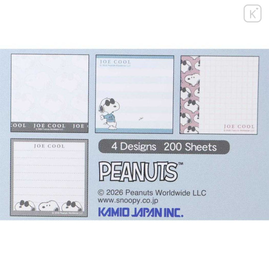 Japan Peanuts Square Memo Pad - Snoopy : Joe Cool All Over Pattern - 3