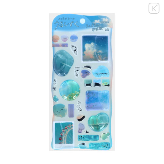 Japan Urushizuku Water Puffy Sticker - Sparkling Ramune Mint Aqua Blue 3D - 1