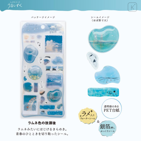 Japan Urushizuku Water Puffy Sticker - Sparkling Ramune Mint Aqua Blue 3D - 2