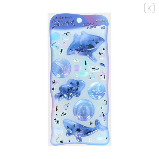 Japan Urushizuku Water Puffy Sticker - Sparkling Aquarium Aqua Blue Ocean 3D - 1