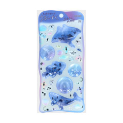 Japan Urushizuku Water Puffy Sticker - Sparkling Aquarium Aqua Blue Ocean 3D