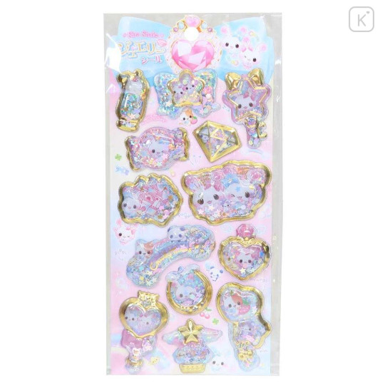 Japan Q-LiA Shake Shake Capsule Seal Sticker - Candy Twins Rabbit : 3D - 1