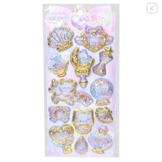 Japan Q-LiA Shake Shake Capsule Seal Sticker - Night Meow Cat 3D - 1
