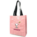 Japan Peanuts Laminated Woven PP Shopping Bag - Snoopy : Petit Collection Good ol Charlie Brown Pink - 2
