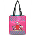 Japan Peanuts Laminated Woven PP Shopping Bag - Snoopy : 75th Anniversary Pink Turquoise - 1