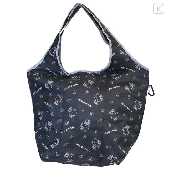 Japan Sanrio Insulated Eco Shopping Bag - Hello Kitty : Monochrome All Over Pattern - 1