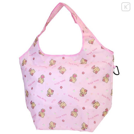 Japan Sanrio Insulated Eco Shopping Bag - Hello Kitty : Tan Pink All Over Pattern - 1