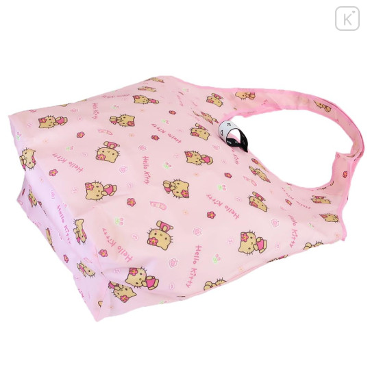 Japan Sanrio Insulated Eco Shopping Bag - Hello Kitty : Tan Pink All Over Pattern - 2
