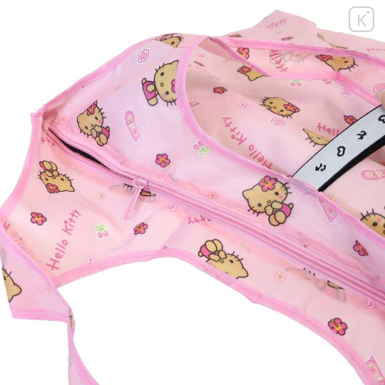 Japan Sanrio Insulated Eco Shopping Bag - Hello Kitty : Tan Pink All Over Pattern - 3