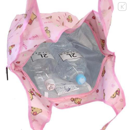 Japan Sanrio Insulated Eco Shopping Bag - Hello Kitty : Tan Pink All Over Pattern - 4