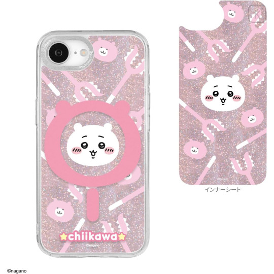 Japan Chiikawa Camera Frame iPhone 17e / 16e MagSafe Case - Chiikawa : Battle Stick Glitter - 2
