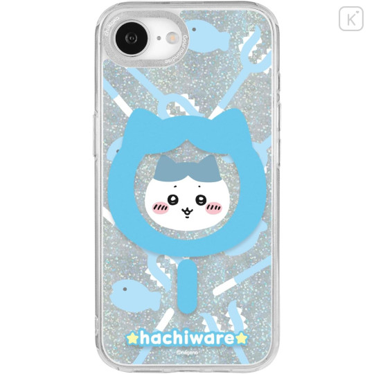 Japan Chiikawa Camera Frame iPhone 17e / 16e Case with MagSafe - Hachiware : Weapon Sasumata Glitter - 1