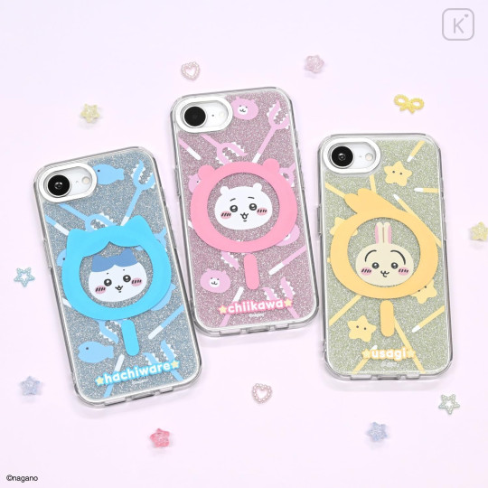 Japan Chiikawa Camera Frame iPhone 17e / 16e Case with MagSafe - Hachiware : Weapon Sasumata Glitter - 7