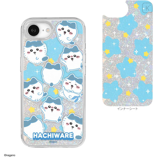 Japan Chiikawa Camera Frame iPhone 17e / 16e Case - Hachiware : Funny Face Glitter - 2
