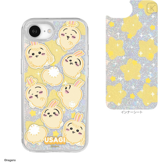 Japan Chiikawa Camera Frame iPhone 17e / 16e Case - Usagi : Funny Face Glitter - 2