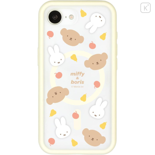 Japan Miffy IIIIfit Plump Frame iPhone 17e / 16e MagSafe Case - Boris & Miffy : Face Fruits - 1