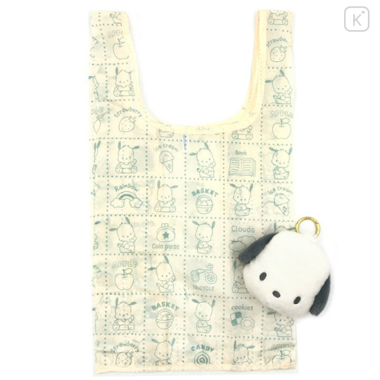 Japan Sanrio Eco Shopping Bag & Mascot Pouch - Pochacco : Retro Dull - 2