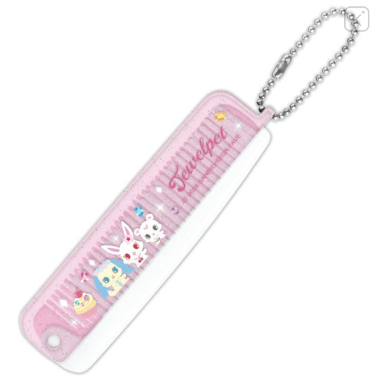 Japan Sanrio Folding Brush & Comb - Jewelpet : Pink White - 1