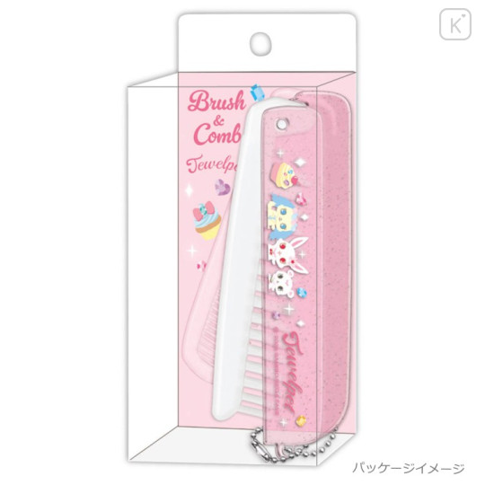 Japan Sanrio Folding Brush & Comb - Jewelpet : Pink White - 2