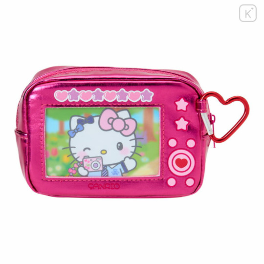 Japan Sanrio Original Metallic Pouch with Carabiner - Hello Kitty : Academy Sparkling Journey Camera-Style - 2