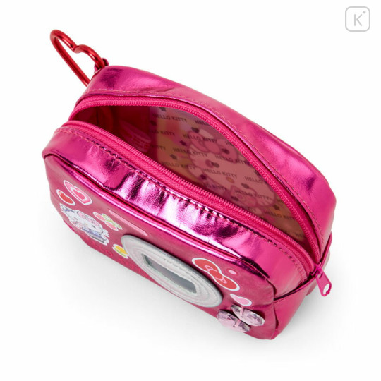Japan Sanrio Original Metallic Pouch with Carabiner - Hello Kitty : Academy Sparkling Journey Camera-Style - 3