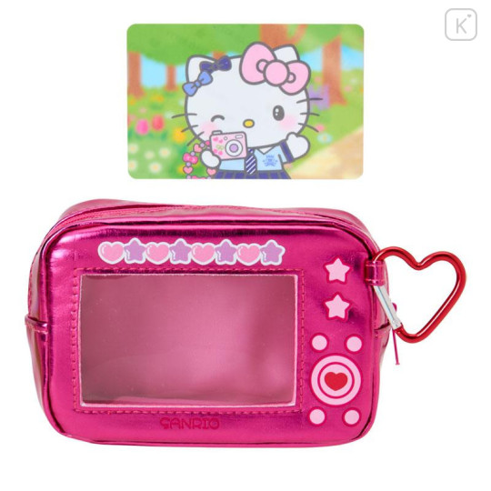 Japan Sanrio Original Metallic Pouch with Carabiner - Hello Kitty : Academy Sparkling Journey Camera-Style - 4
