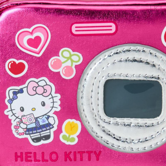 Japan Sanrio Original Metallic Pouch with Carabiner - Hello Kitty : Academy Sparkling Journey Camera-Style - 5
