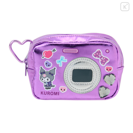 Japan Sanrio Original Metallic Pouch with Carabiner - Kuromi : Academy Sparkling Journey Camera-Style - 1