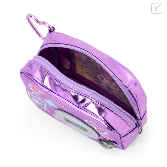 Japan Sanrio Original Metallic Pouch with Carabiner - Kuromi : Academy Sparkling Journey Camera-Style - 3