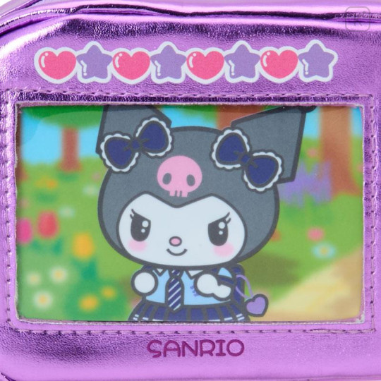 Japan Sanrio Original Metallic Pouch with Carabiner - Kuromi : Academy Sparkling Journey Camera-Style - 6