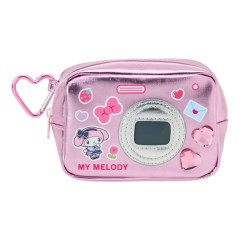 Japan Sanrio Original Metallic Pouch with Carabiner - My Melody : Academy Sparkling Journey Camera-Style