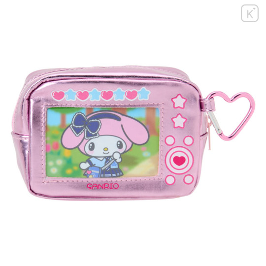 Japan Sanrio Original Metallic Pouch with Carabiner - My Melody : Academy Sparkling Journey Camera-Style - 2