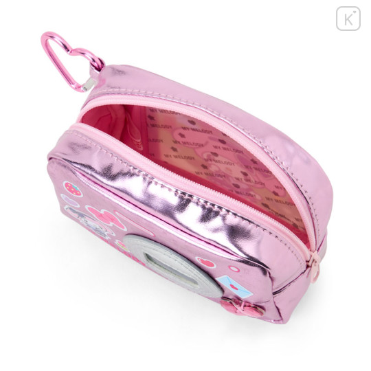 Japan Sanrio Original Metallic Pouch with Carabiner - My Melody : Academy Sparkling Journey Camera-Style - 3