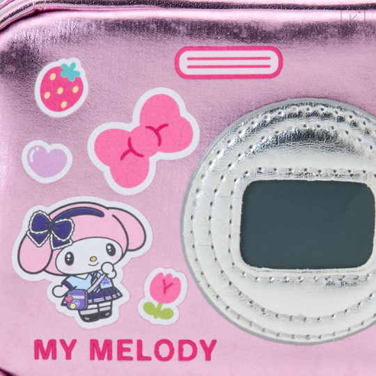 Japan Sanrio Original Metallic Pouch with Carabiner - My Melody : Academy Sparkling Journey Camera-Style - 5