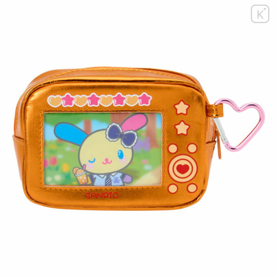 Japan Sanrio Original Metallic Pouch with Carabiner - Usahana : Academy Sparkling Journey Camera-Style - 2