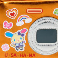 Japan Sanrio Original Metallic Pouch with Carabiner - Usahana : Academy Sparkling Journey Camera-Style - 5