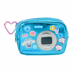 Japan Sanrio Original Metallic Pouch with Carabiner - Cinnamoroll : Academy Sparkling Journey Camera-Style